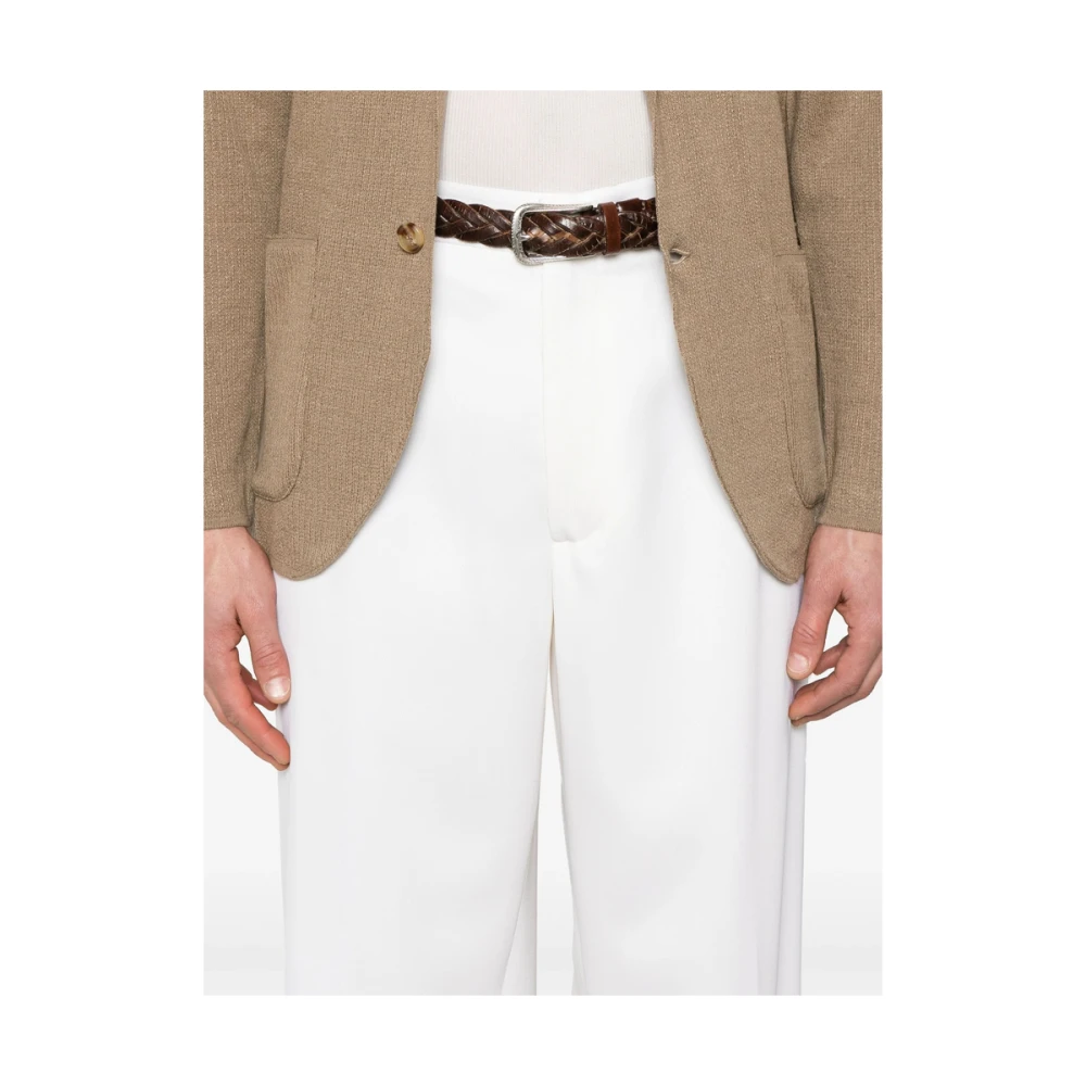 Lardini Witte broek met knoopsluiting en zakken White Heren