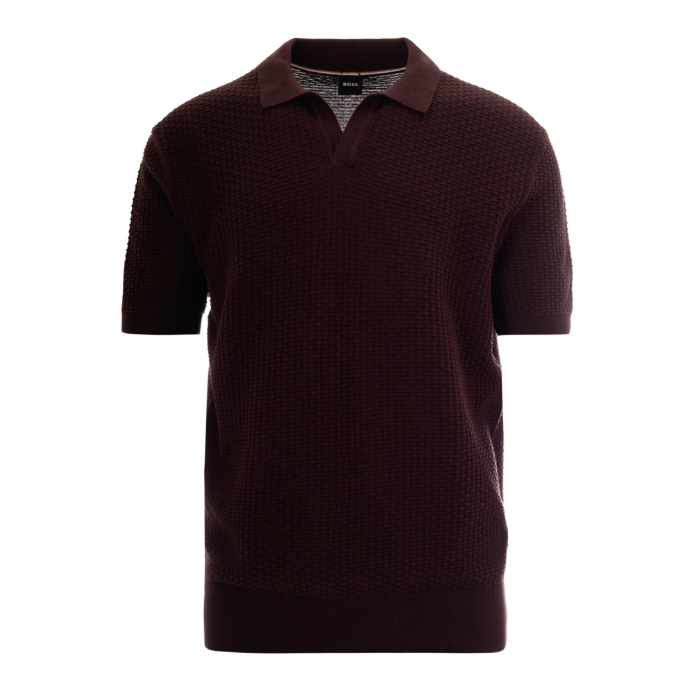 Boss Black Men's Brown H-Natalo Structured Knitted Polo - Polo Shirts - Xl - Tops