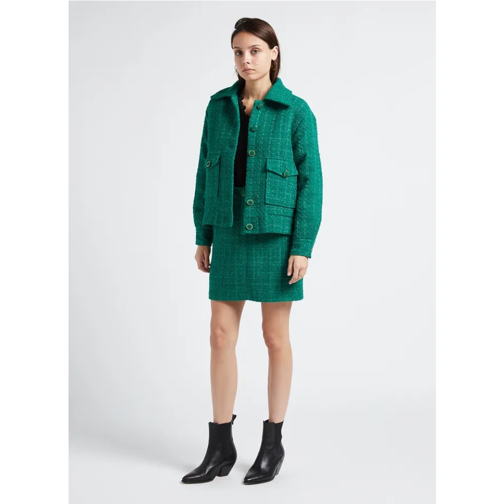 Suncoo Groene Tweed Jas voor Vrouwen Green Dames