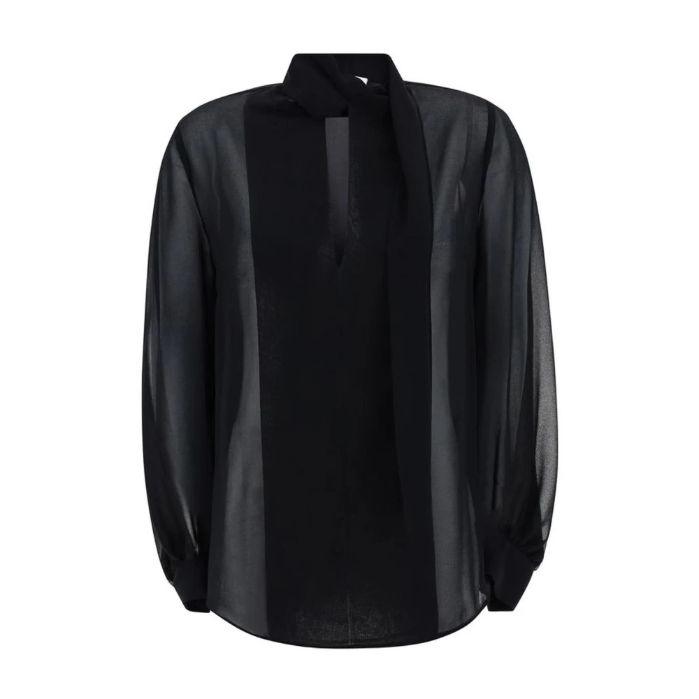 P.a.r.o.s.h. Zwarte Zelfstrik Kraagknoop Manchetten Overhemd Black Dames