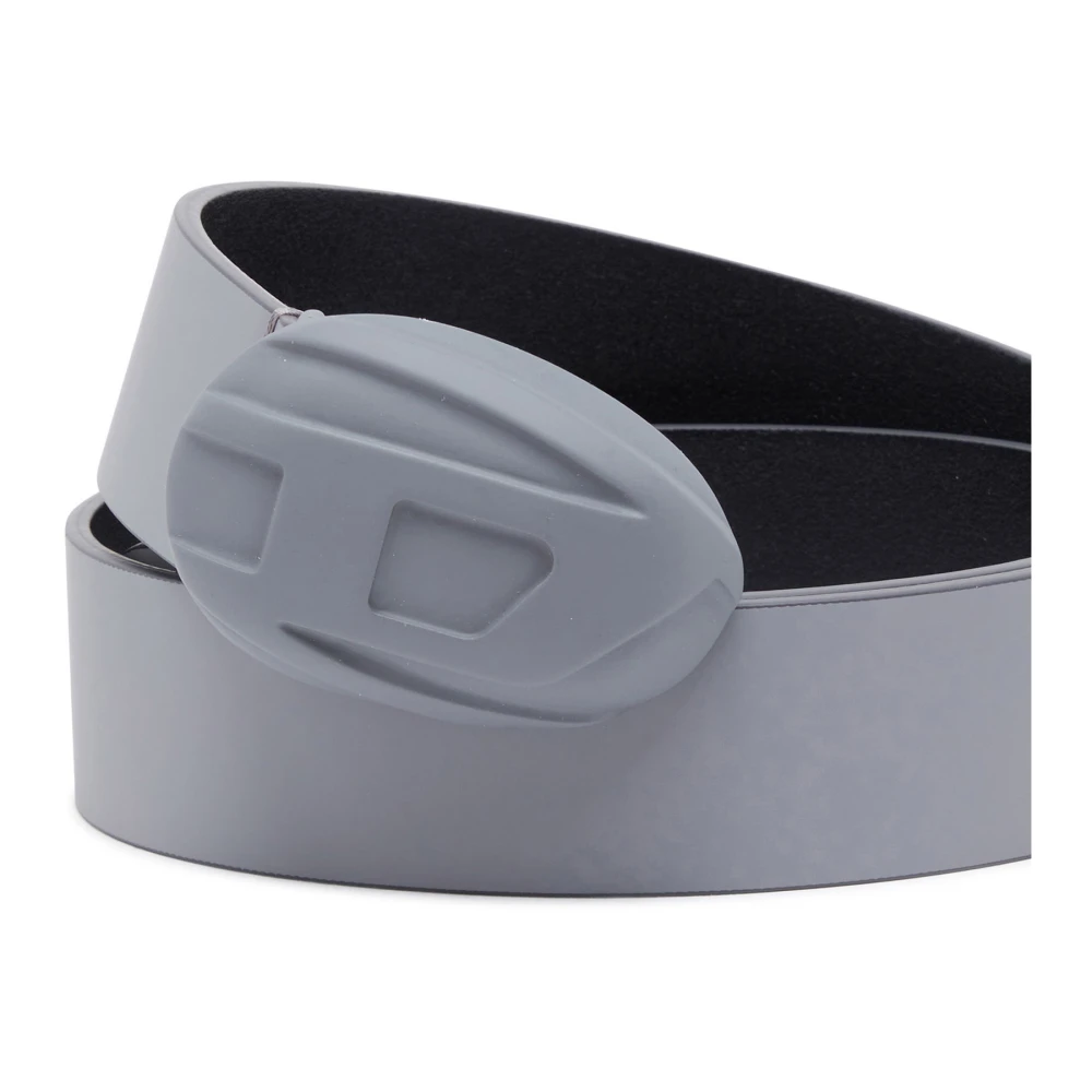 Diesel Leather belt with hard-shell Oval D buckle Gray Heren