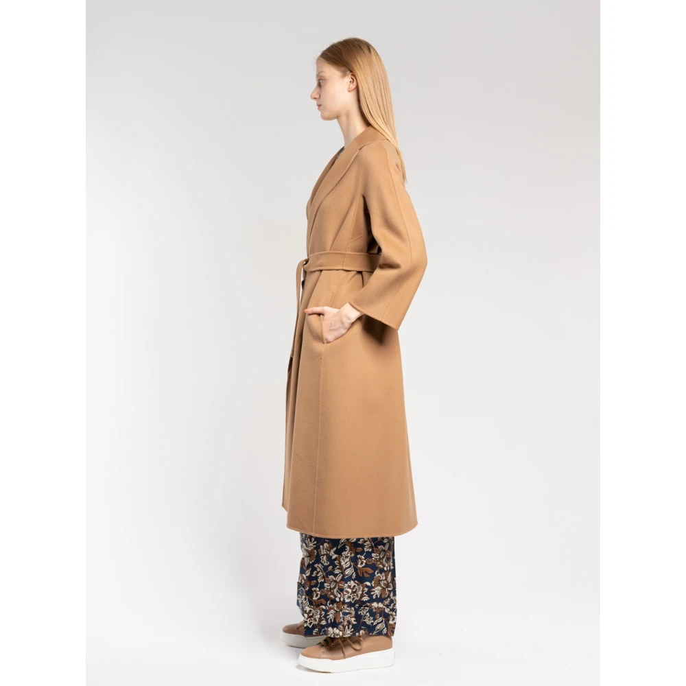 Max Mara Lange wollen jas met kimonomouwen Beige Dames