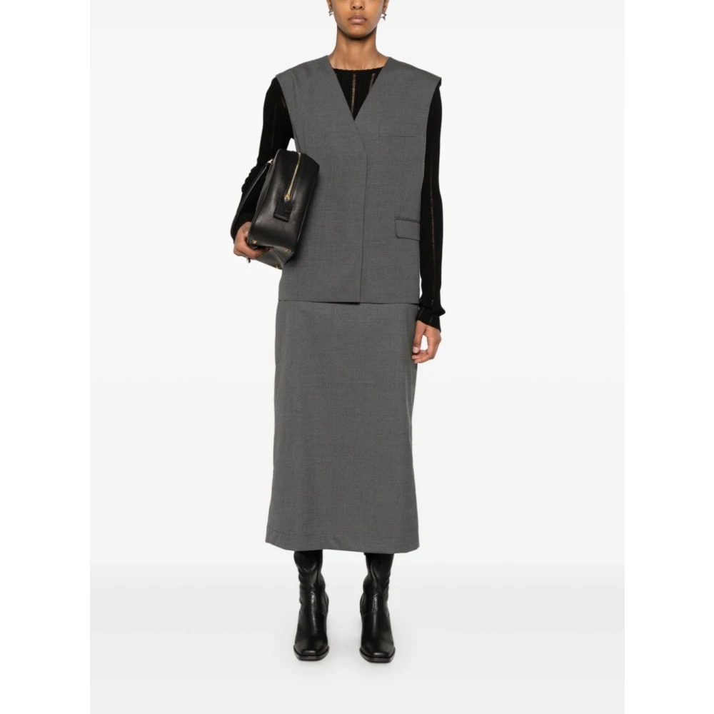 Remain Birger Christensen Phantom Suiting Midi Rok Gray Dames