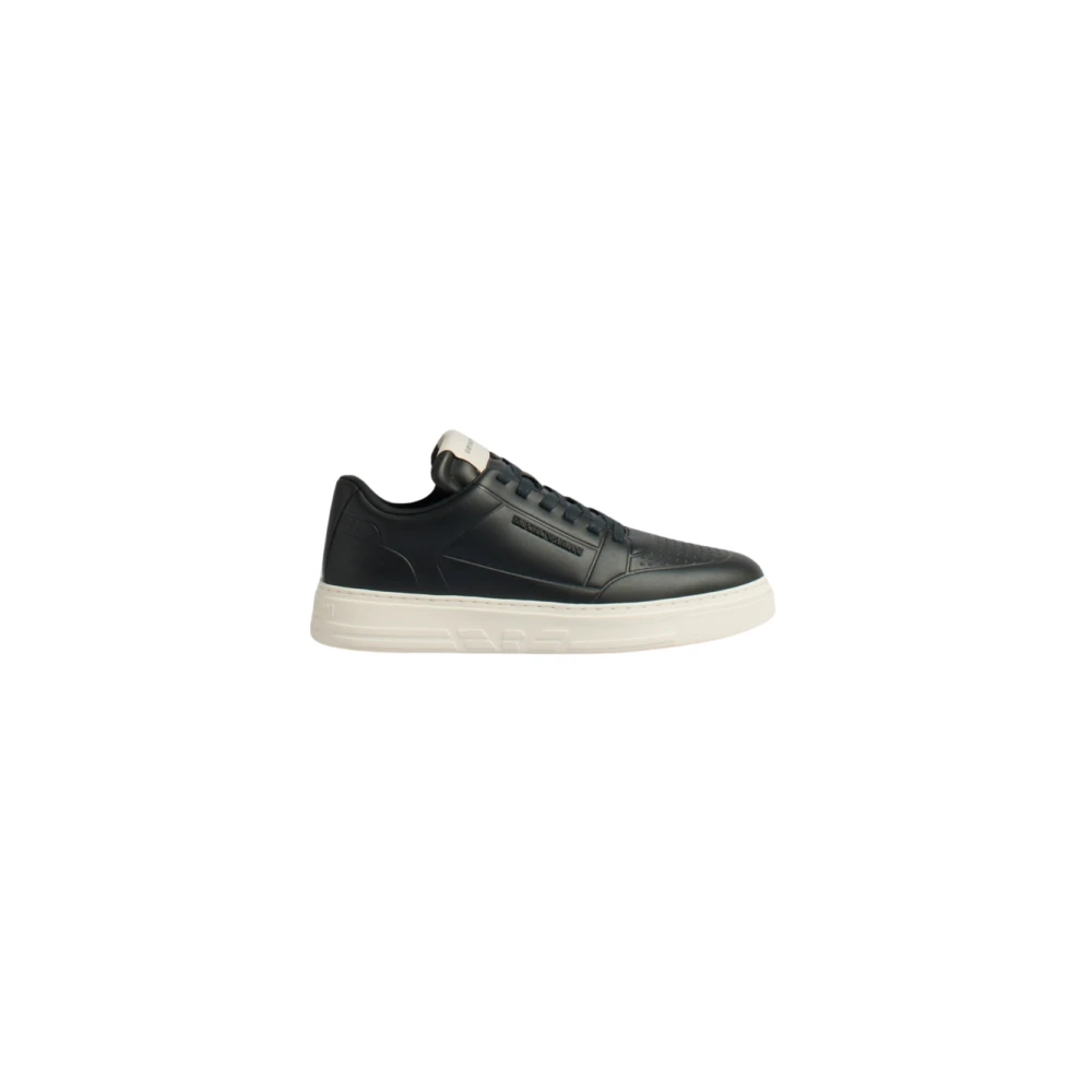 Emporio Armani Men's Blue Sneakers, 7 Uk, Leather Low-Top Trainers