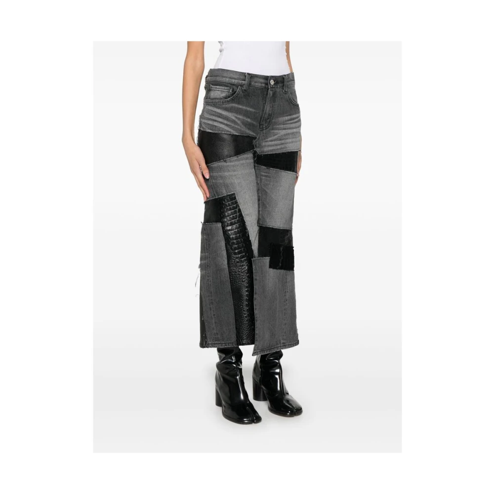Junya Watanabe Zwarte Denim Panel Rok Black Dames