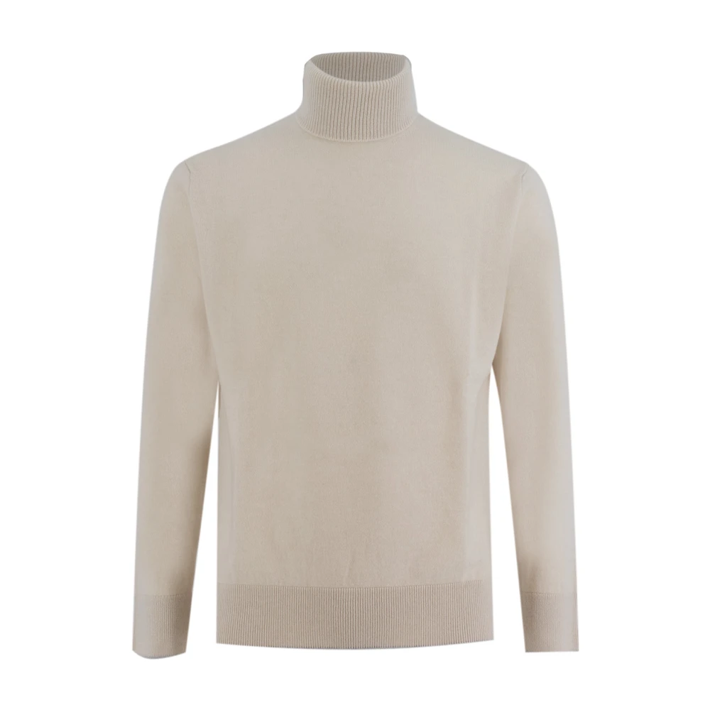 Eleventy Men's Beige Pure Cashmere Turtleneck Jumper - Cashmere Knitwear - M - Knitwear