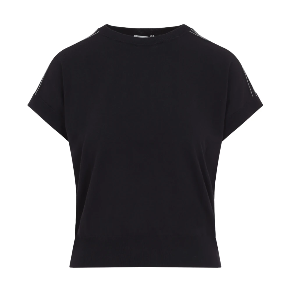 PESERICO Blauwe Space Tricot Sweater Black Dames