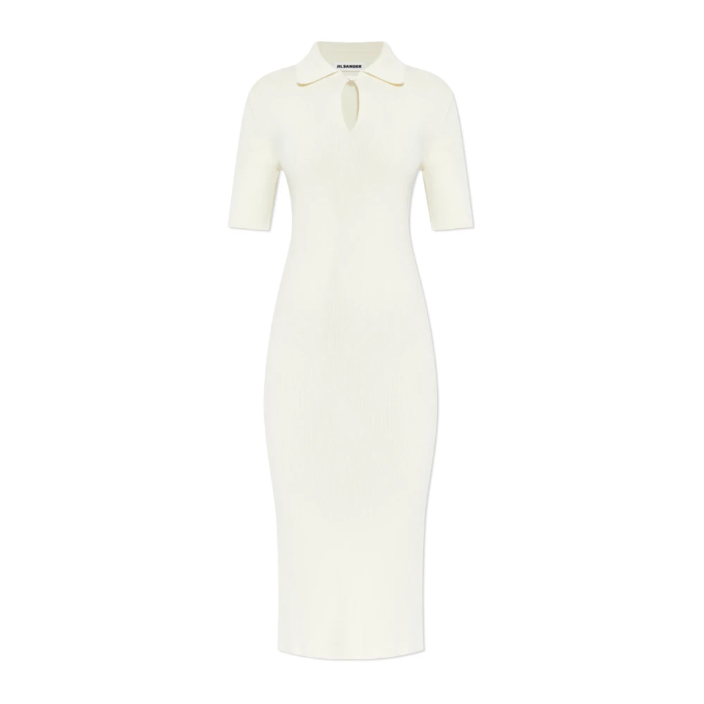 Jil Sander Beige Wool Turtleneck Dress