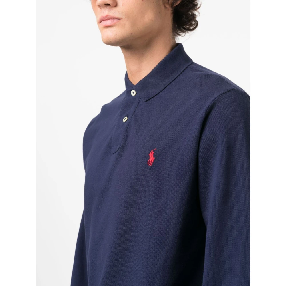 Polo Ralph Lauren Aangepaste Slim Fit Katoen Mesh Polo Blue Heren