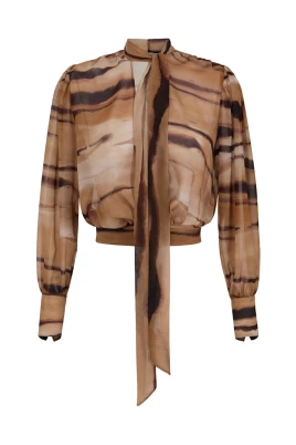 Chiffonblus med tigertryck