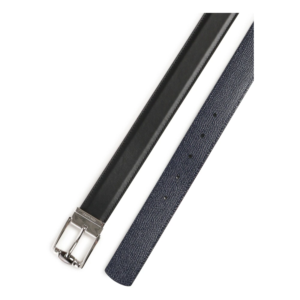 Salvatore Ferragamo Omkeerbare Twee-Tinten Kalfsleren Riem Black Heren