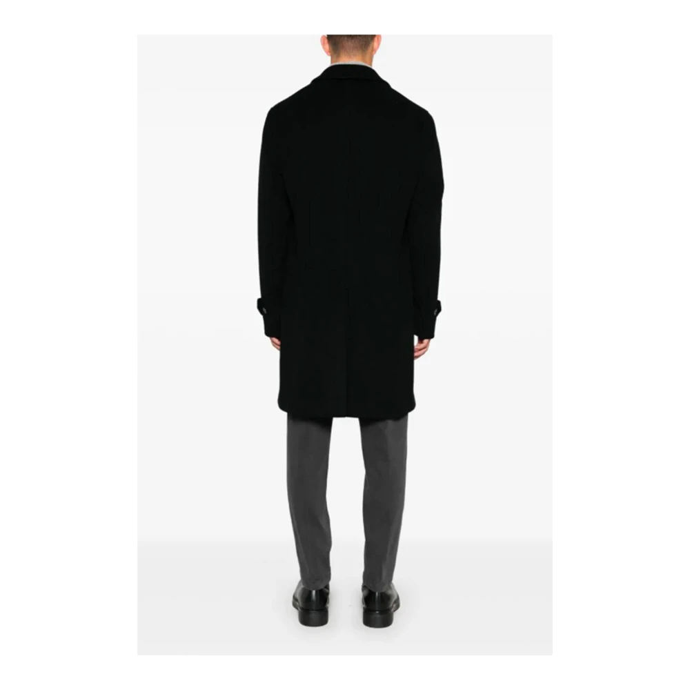 Lardini Zwarte wollen Cubaanse kraagjas Black Heren