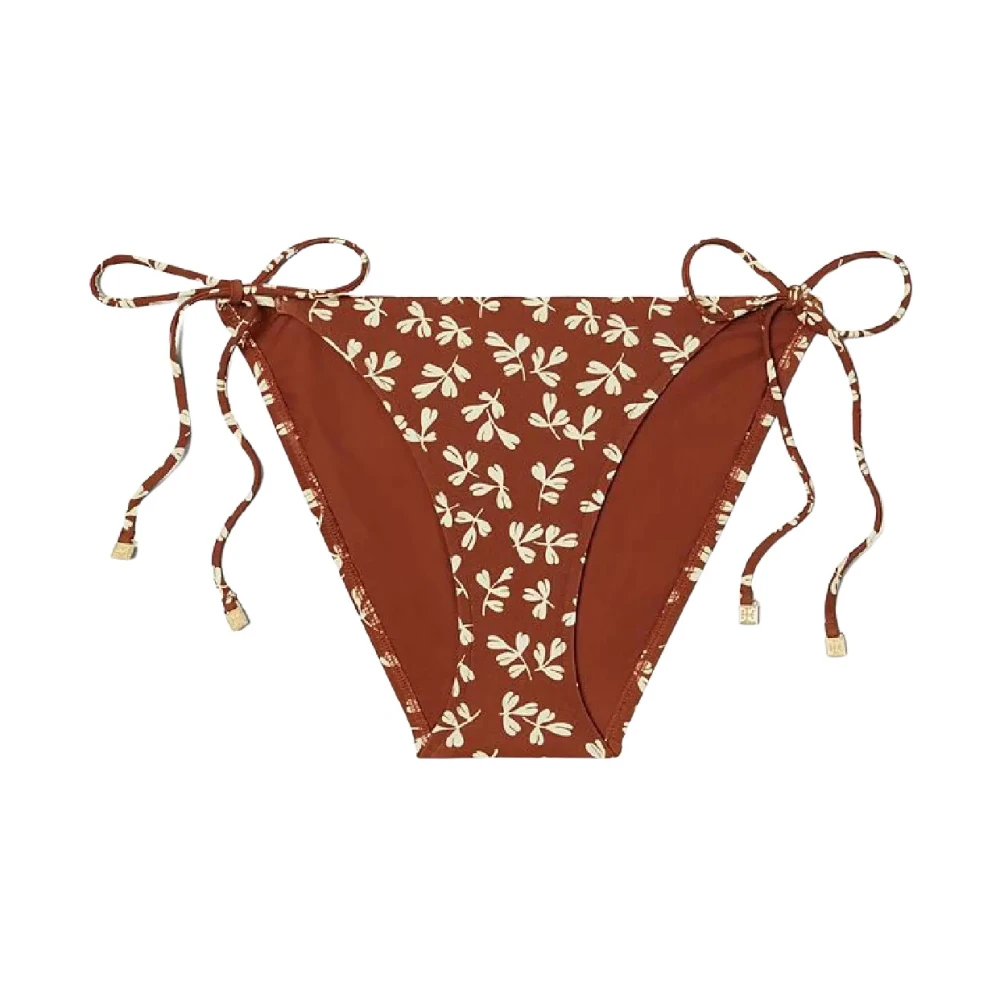 Tory Burch Vrouw Bruin Badmode Dames, M, Nylon, Bikini Broekje Met Strik