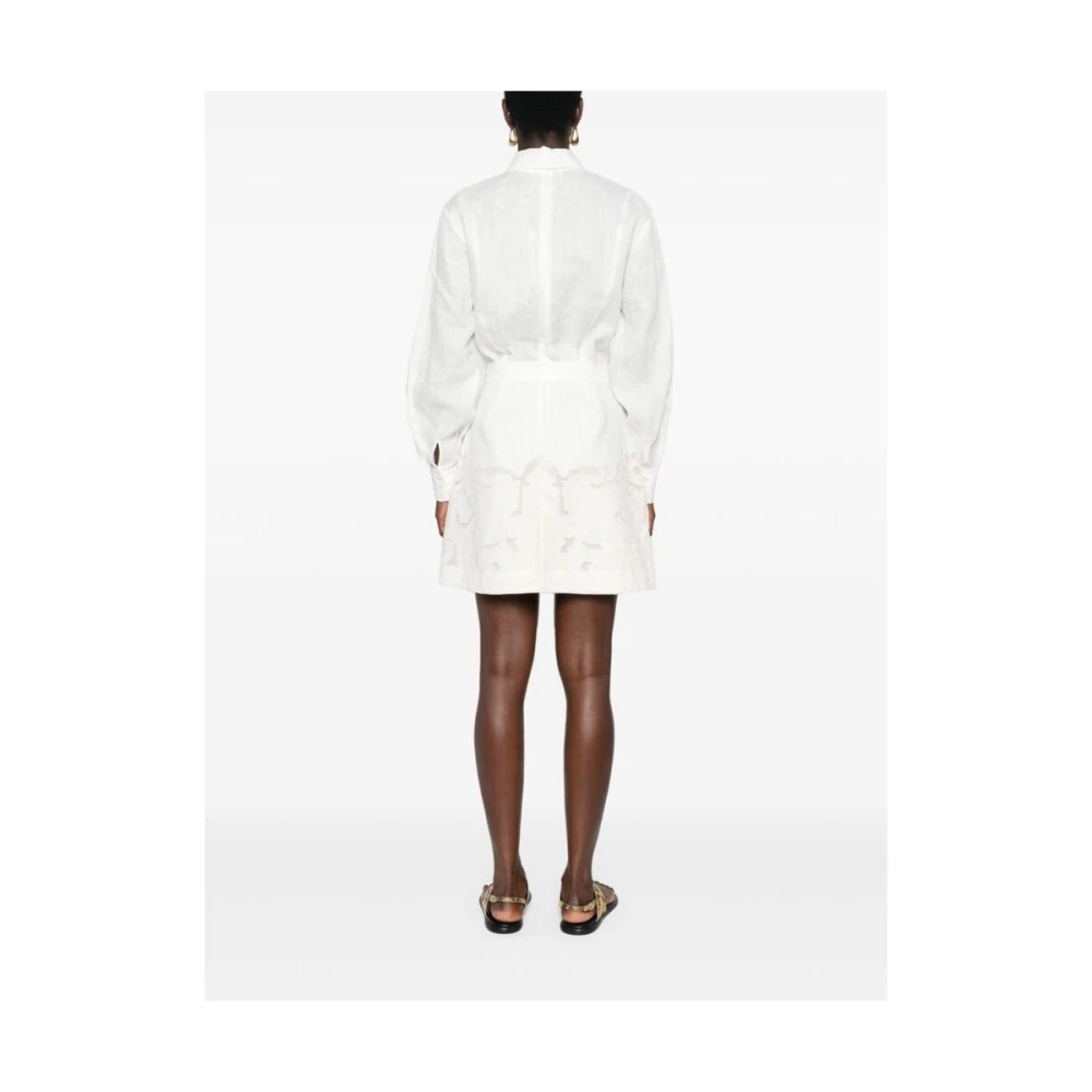 Alemais Witte Linnen Geborduurde Jurk White Dames