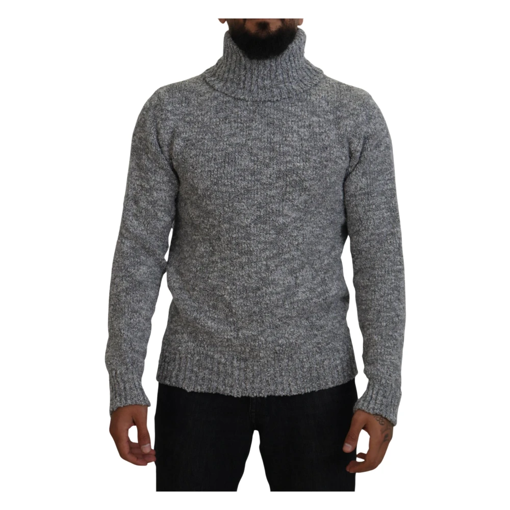 Dolce & Gabbana Men's Gray Turtlenecks, M, Elegant Turtleneck Jumper
