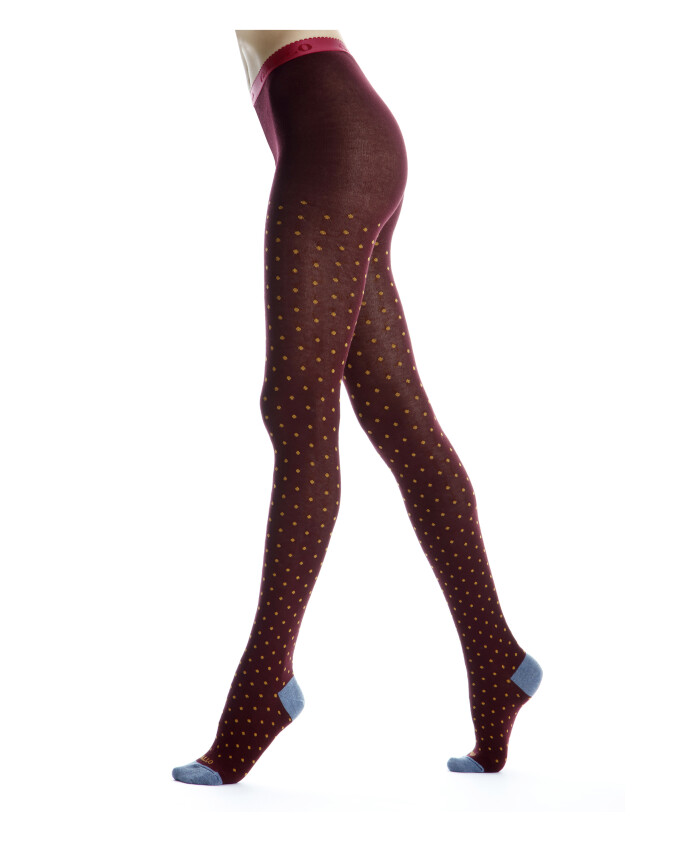 collants-en-coton-bordeaux-a-pois-pour-femmes