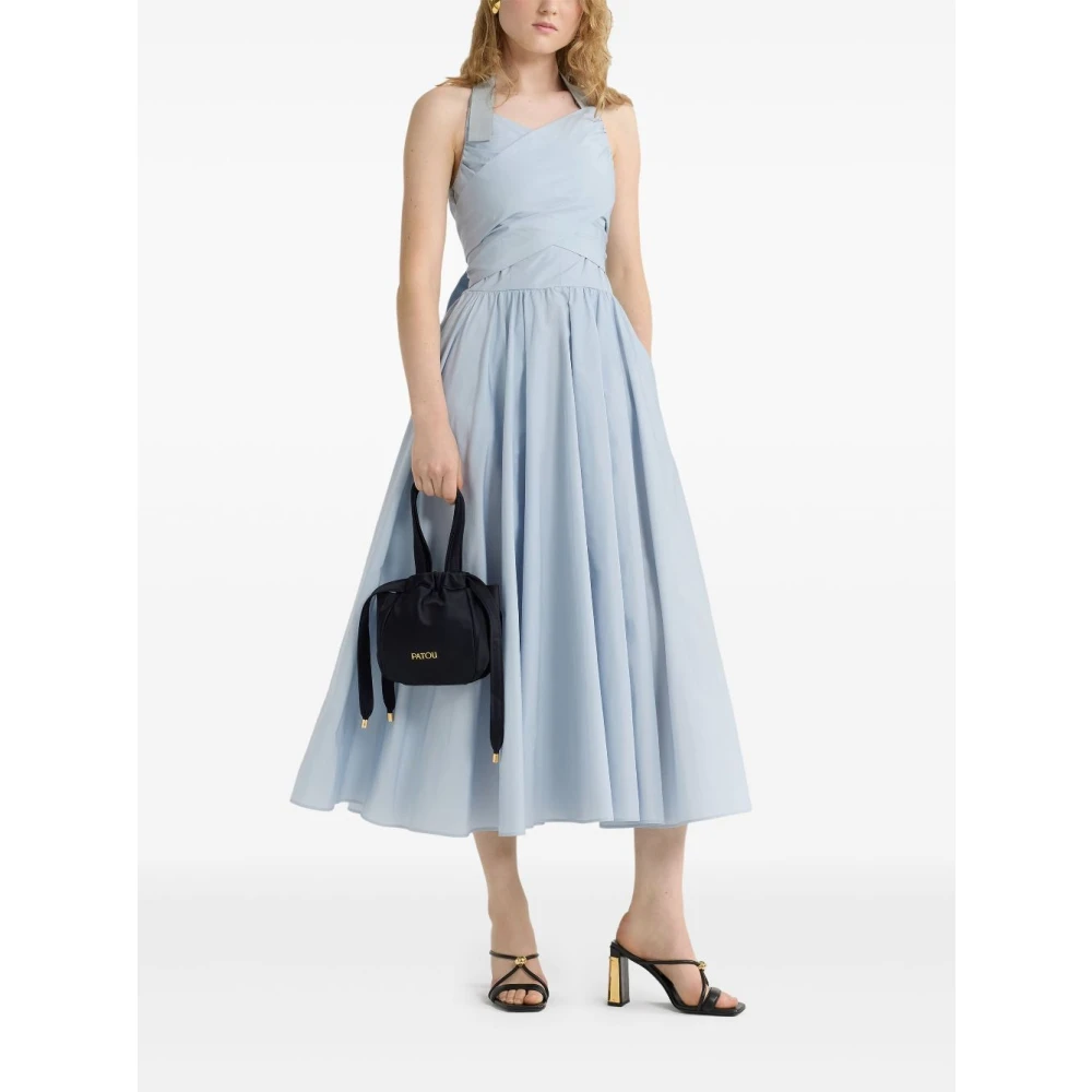 Patou Blauwe Strik Detail Geplooide Jurk Blue Dames