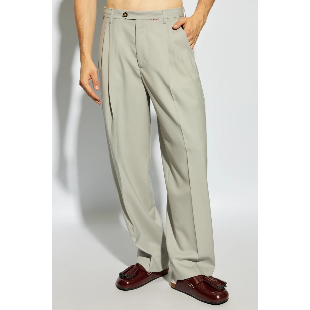 Marni Geplooide broek Gray Heren