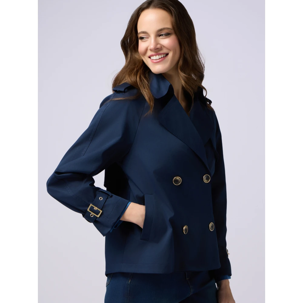 Oltre Korte double-breasted oversized trenchcoat Blue Dames