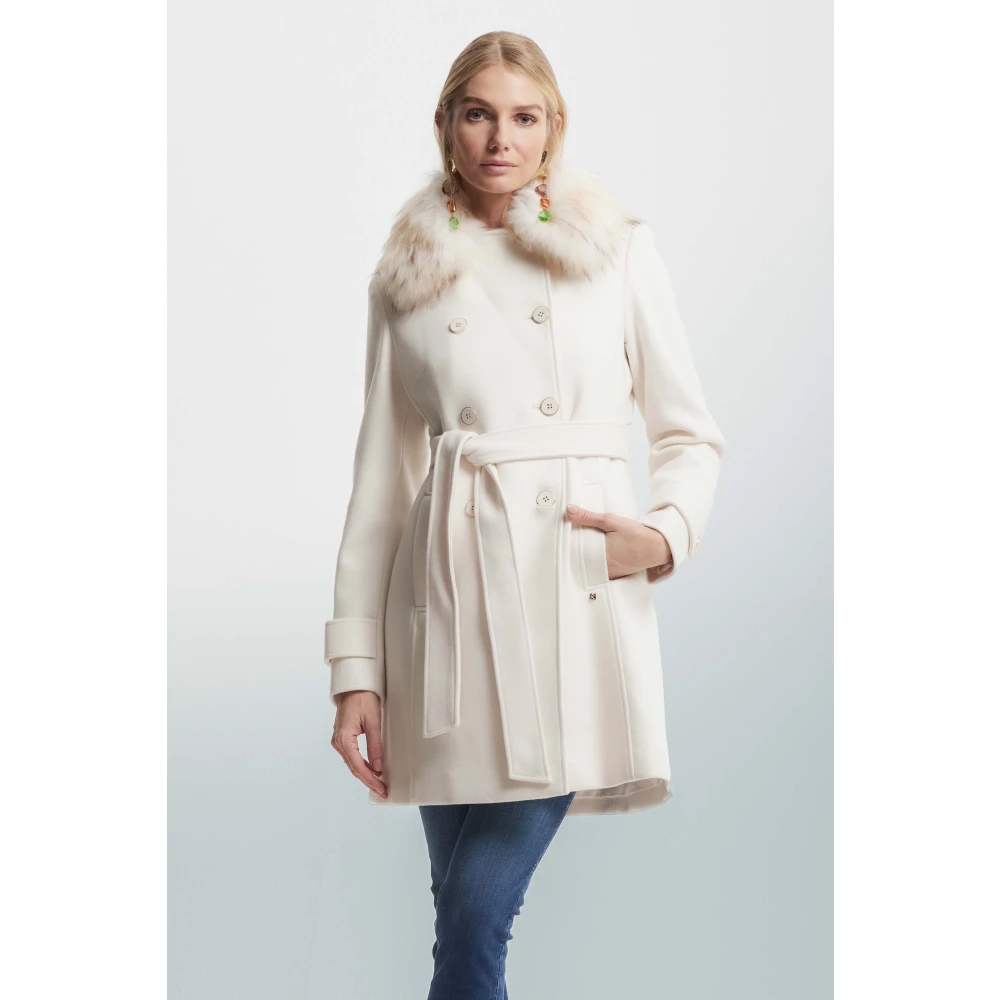 Kocca Jas met bontkraag Beige Dames