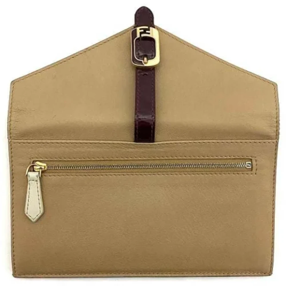 Fendi Vintage Pre-owned Leather wallets Beige Dames
