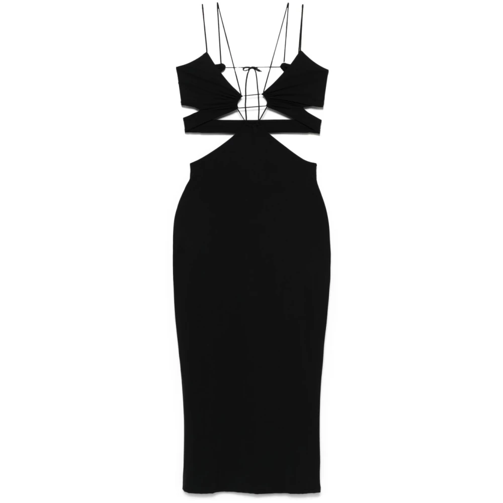 Amazuin Zwarte V-hals Cut-Out Jurk Black Dames