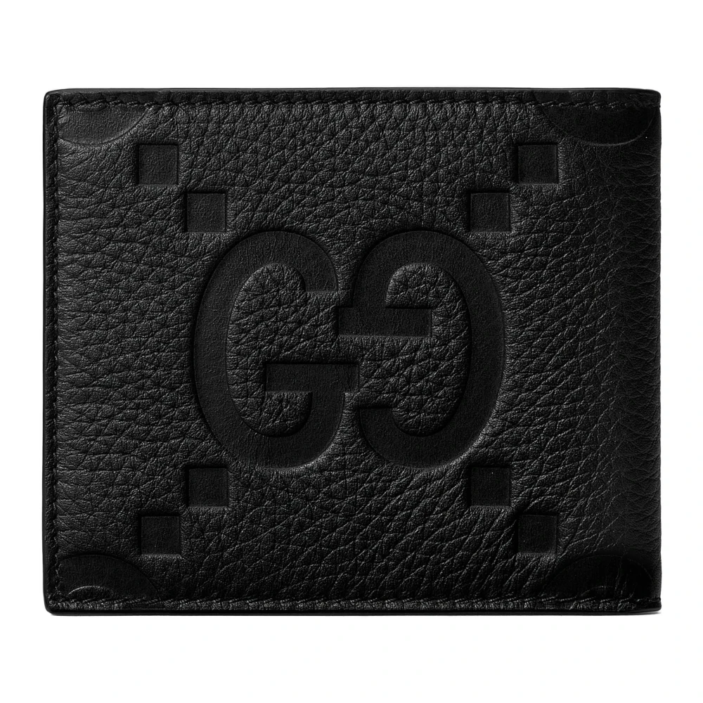 Gucci Leren Portemonnee met Jumbo GG Logo Black Heren