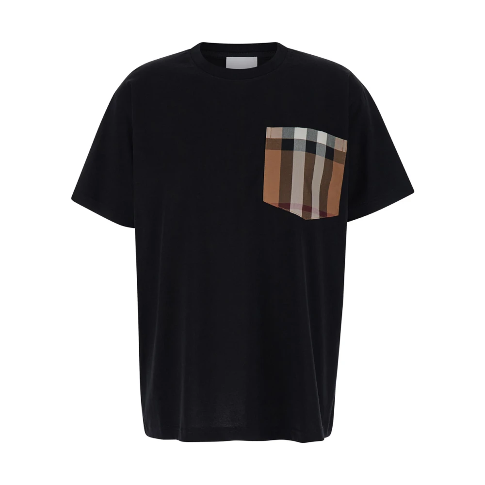 Burberry Zwart T-shirt met ruitzak van katoen vrouw Black Dames