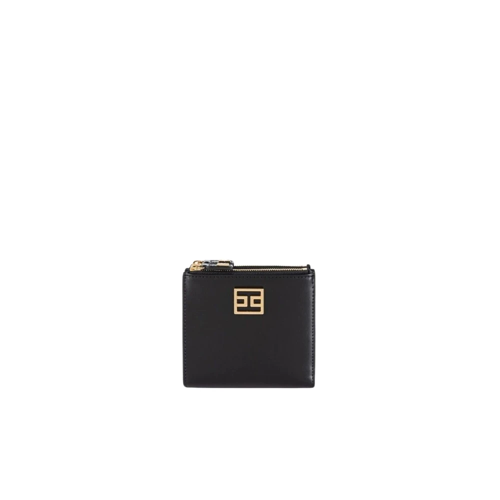 Elisabetta Franchi Zwarte Gouden Detail Rits Jas Black Dames