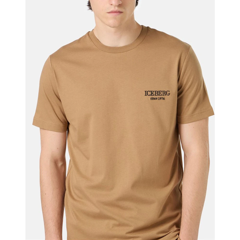 Iceberg Papieren zak gekleurde crewneck sweatshirt met geborduurd logo Brown Heren