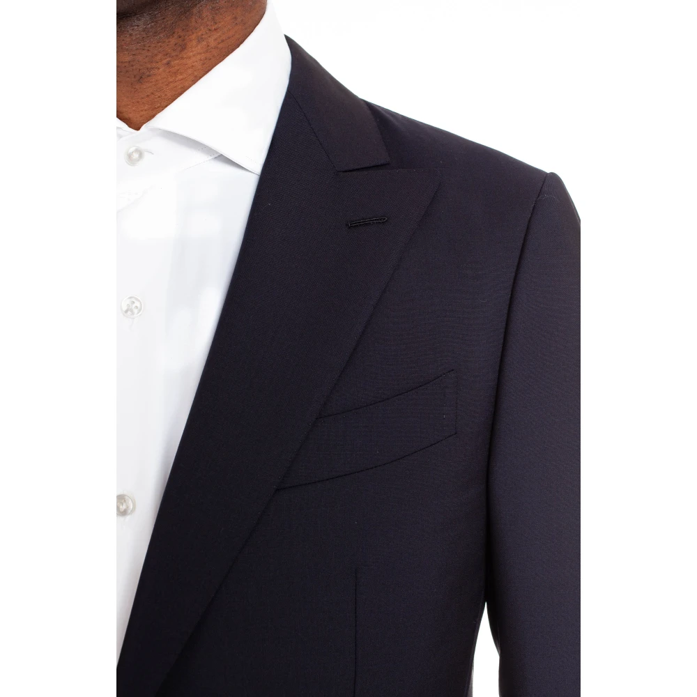 Caruso Blauwe Miura Slim Fit Maatwerk Jurk Blue Heren