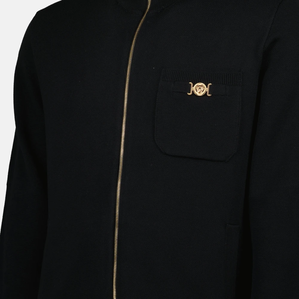 Versace Zwarte Cashmere Rits Jas Lente-Zomer 2025 Black Heren