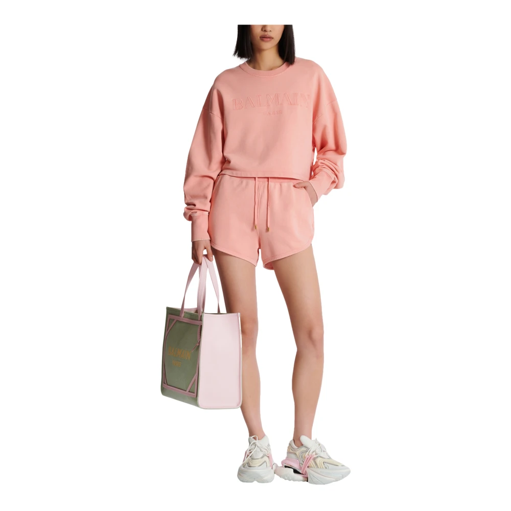 Balmain Shorts met vintage borduursel Pink Dames