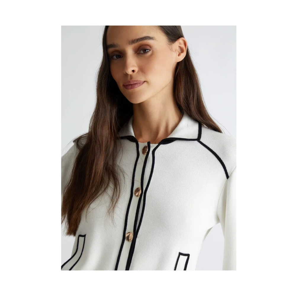 Liu Jo Gebreide cardigan van zijdeblend met jacquardmanchetten White Dames