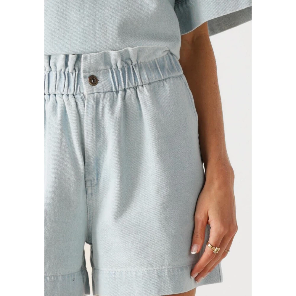 By-Bar Bleached Denim Shorts Blue Dames
