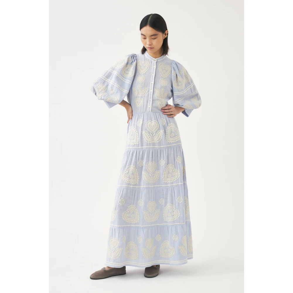 Antik batik Maxi jurk met Hongaars geïnspireerd borduurwerk Rony Blue Dames