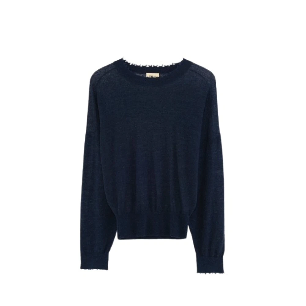 Bellerose Women's Blue Rybala Round-Neck Jumper - Round-Neck Knitwear - M - Knitwear