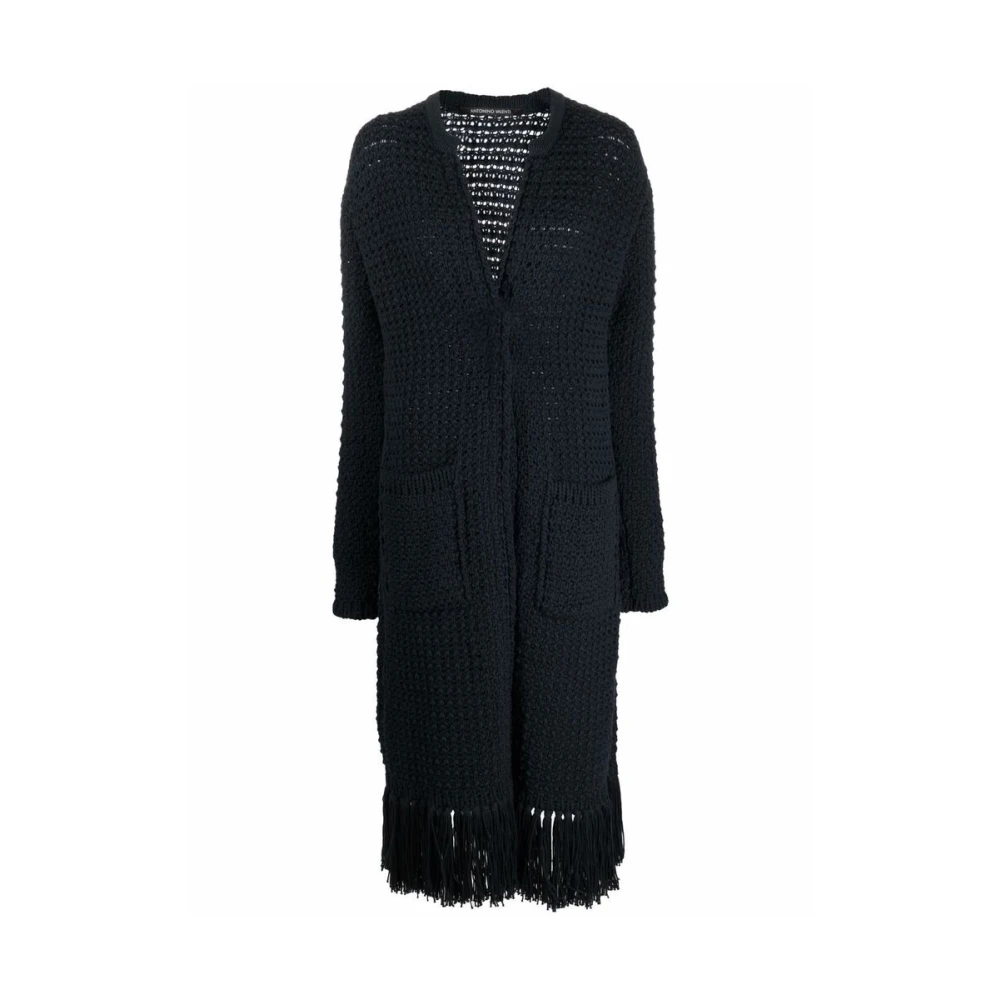 Antonino Valenti Donkerblauwe Chunky-Gebreide Rande Cardi-Jas Blue Dames