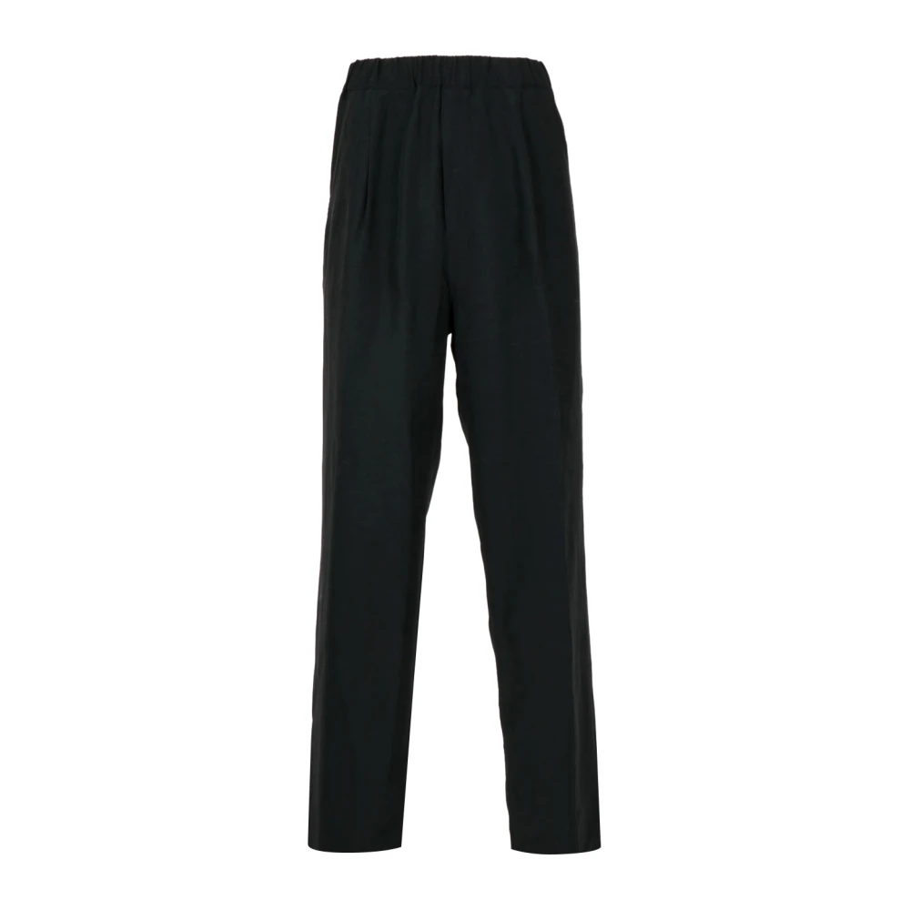 Laneus Men's Black Wide Trousers, M, Elasticated-Waistband Trousers