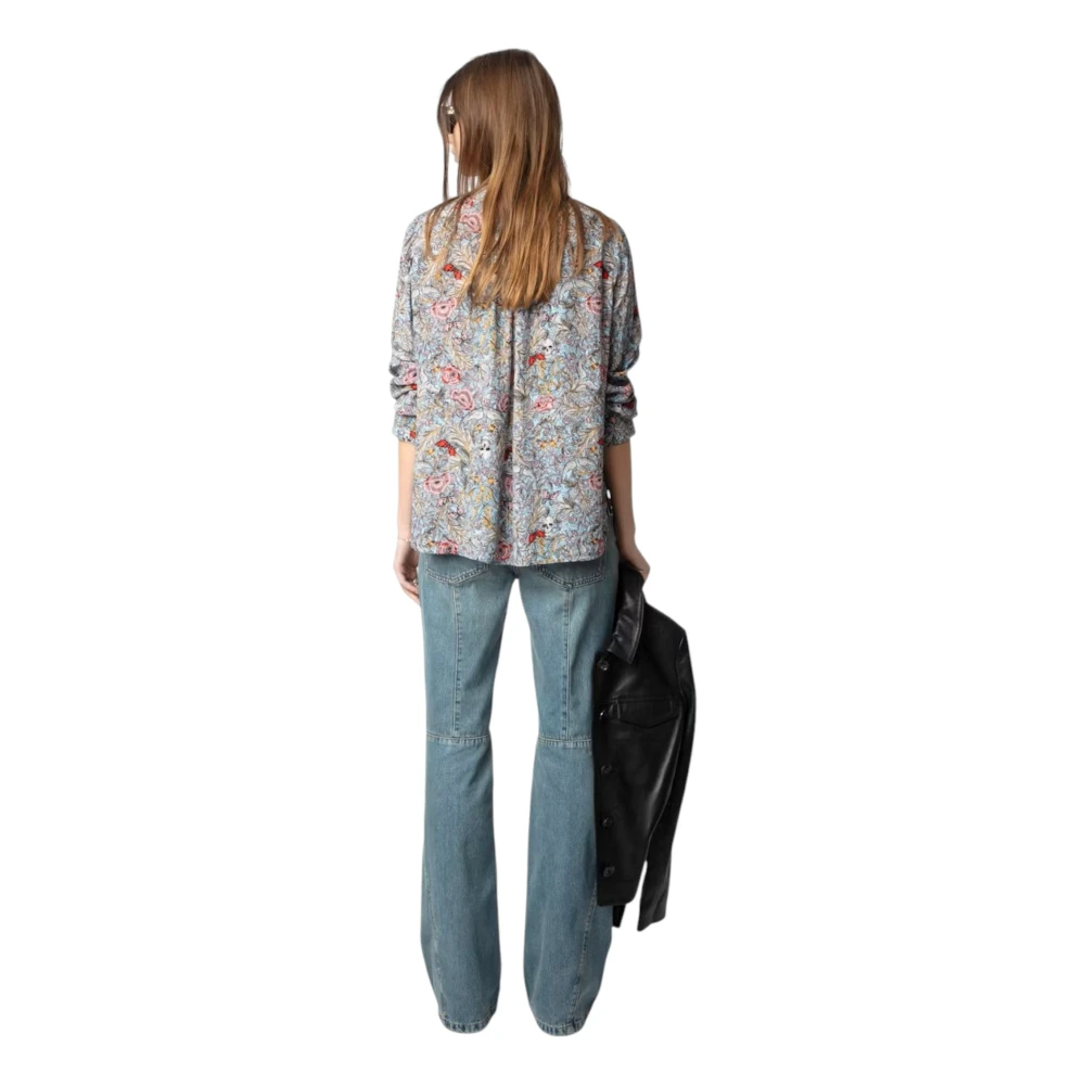 Zadig & Voltaire Blauwe Bloemenprint Viscose Blouse Multicolor Dames