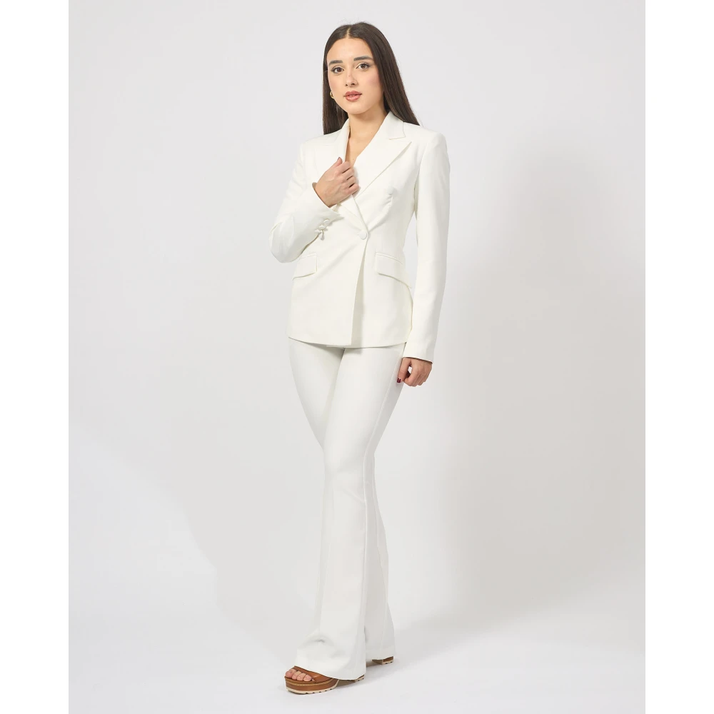 Fracomina Witte Double-Breasted Blazer Jas White Dames