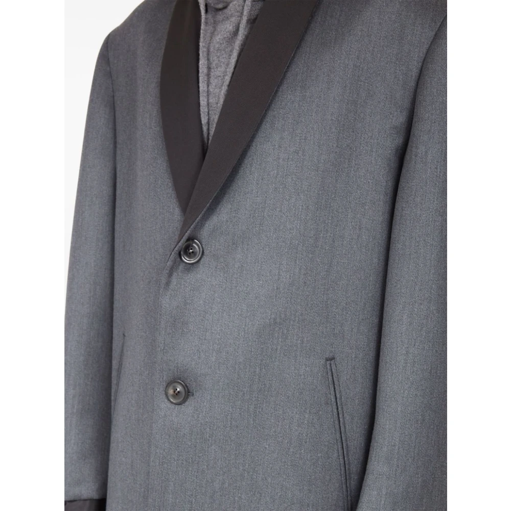 Maison Margiela Grijze Wol Gelaagde Jas Gray Heren