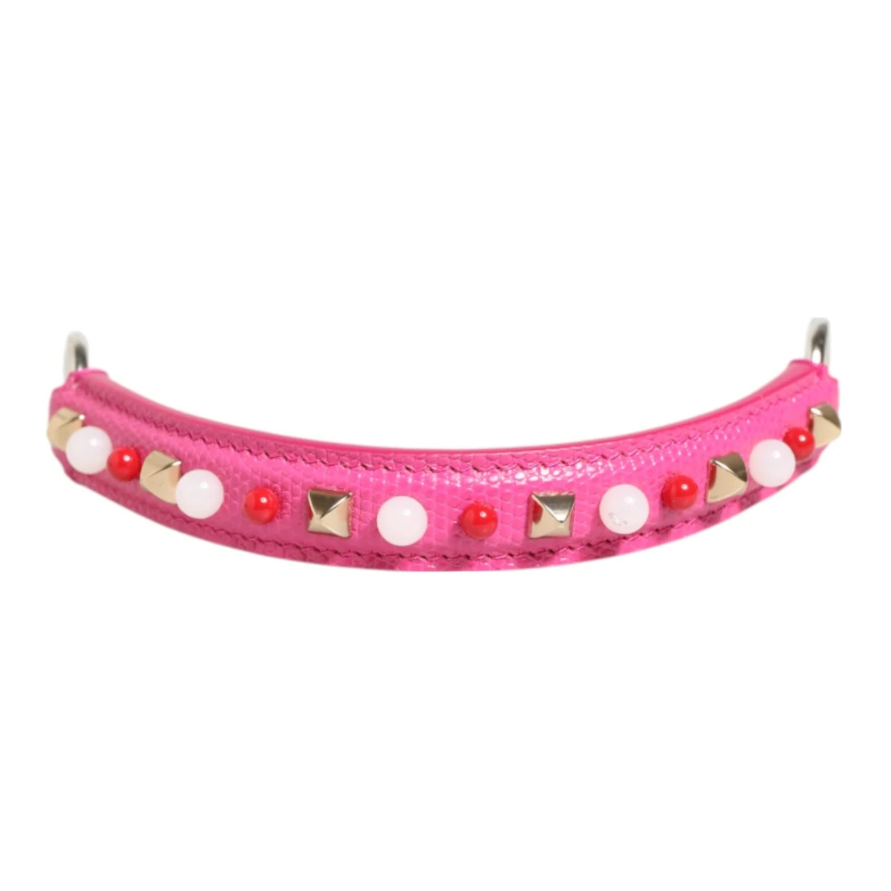 Dolce & Gabbana Women's Pink Embellished Leather Bag Handle
