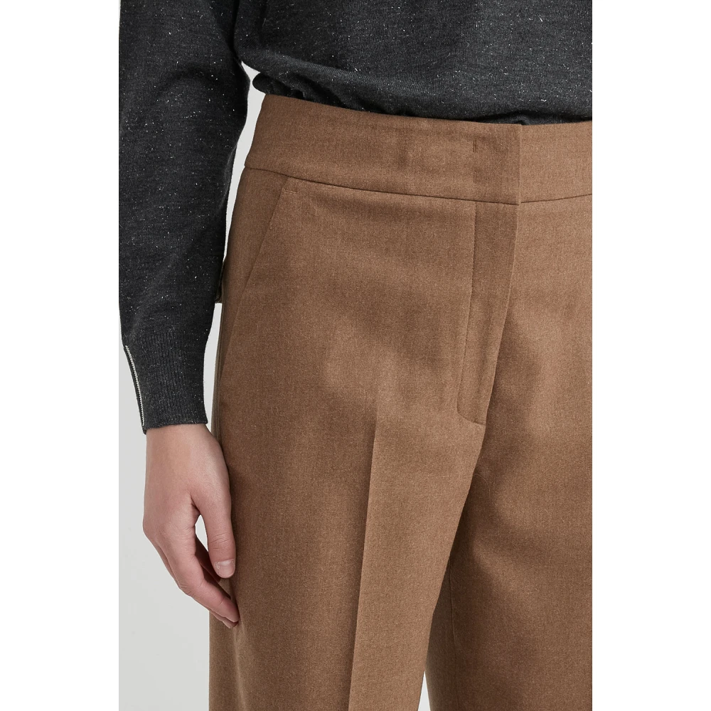 PESERICO Wol en kasjmier wortelbroek Brown Dames