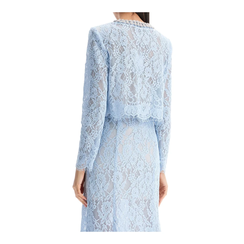 Self Portrait Kanten Juweelknoop Top Vrouwen Blue Dames