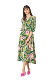 Jedwabna sukienka z kwiatowym wzorem - Rozmiar 42, Kolor: FIORE 70