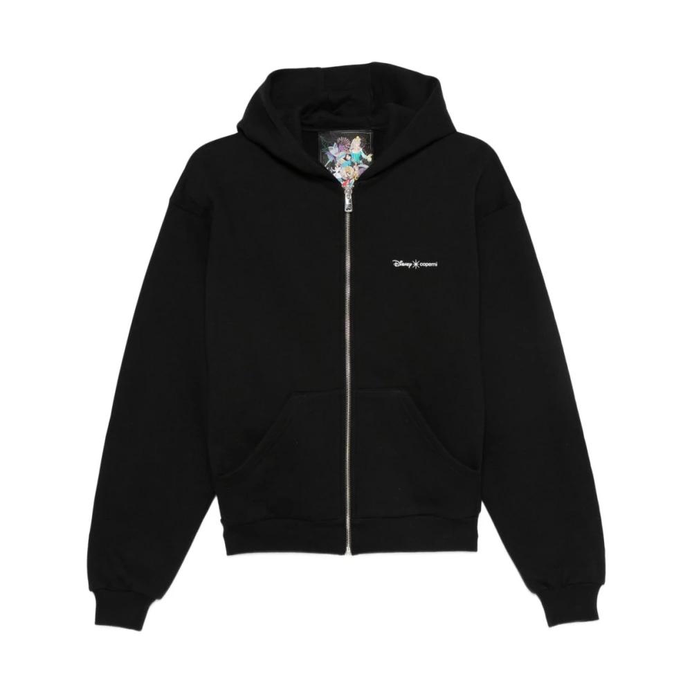 Coperni Women's Black Jumper With Hood And Disney Detail - Zip-Throughs - M - Sweatshirts & Hoodies