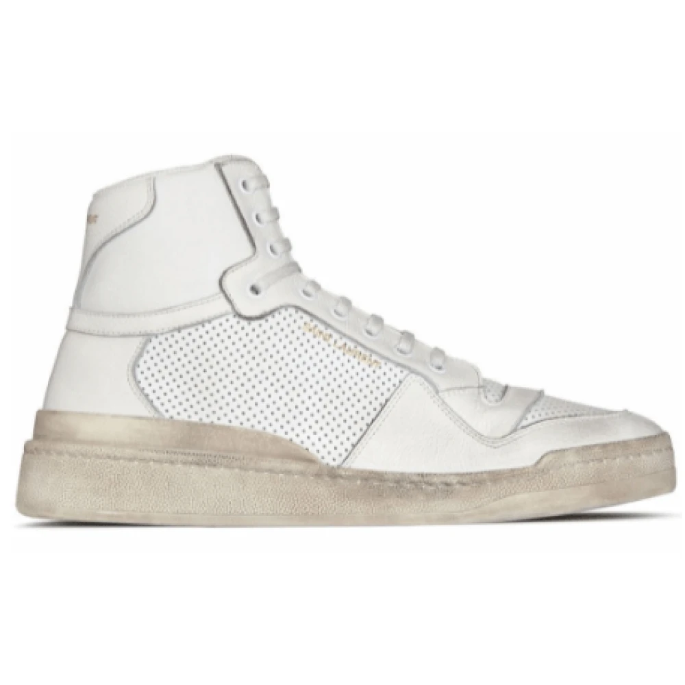 Saint Laurent Distressed Leather High-Top Sneakers Dames Schoenen Wit