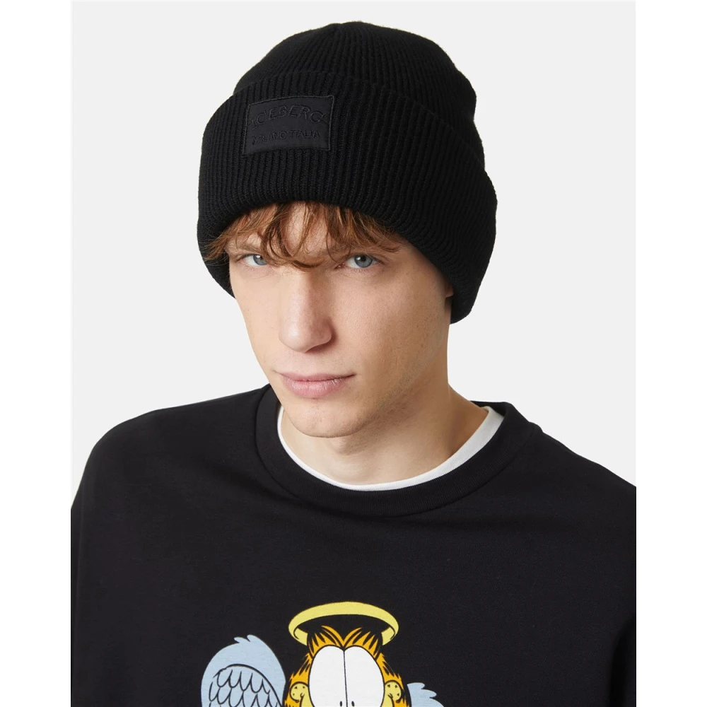 Iceberg Muts van extrafijne merinowol Black Heren