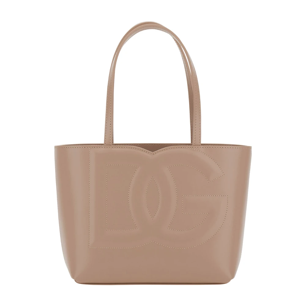 Dolce & Gabbana Roze Logo Detail Leren Tote Tas Pink Dames